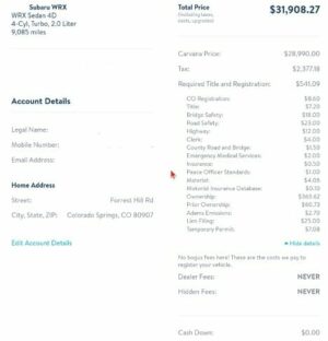 invoice carvana